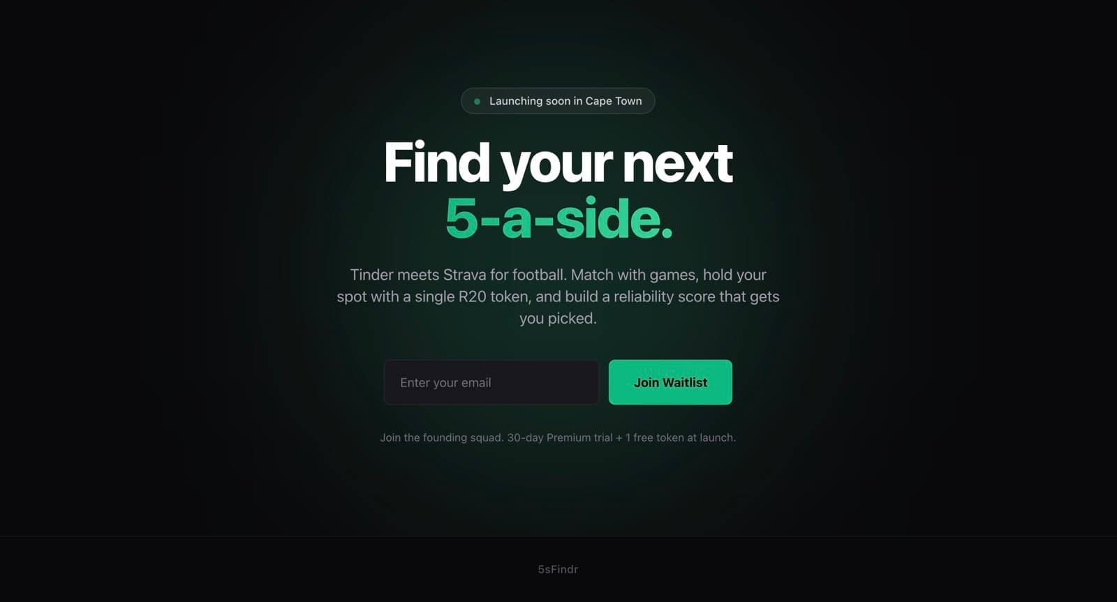 5sFindr app interface showing match listings and player rosters