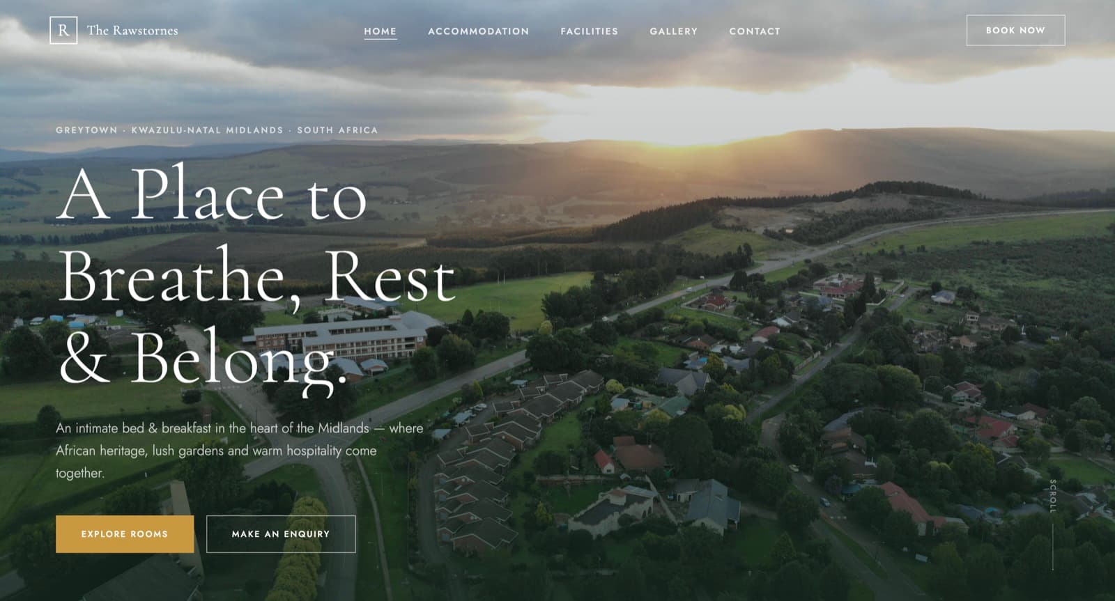 The Rawstornes @ 268 homepage showing the guest house exterior and garden estate